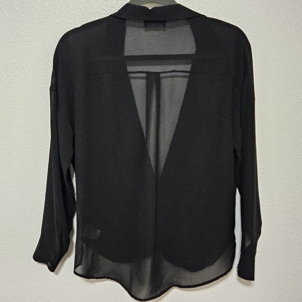 ASTR Sheer faux wrap long sleeve top see description for sizing - Picture 8 of 11